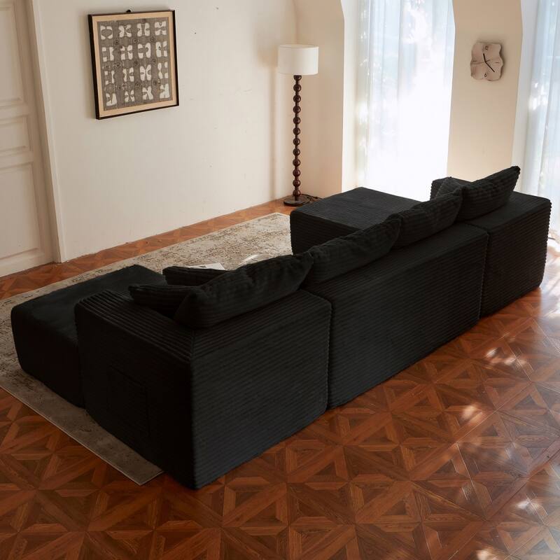 133.86" Modern U-Shape Cloud Modular Sectional Sofa with 1 Ottoman, No Assembly Required