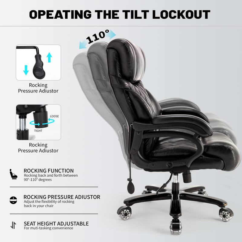 600LBS Big and Tall Office Chair for Heavy People, Extra Wide Seat and Adjustable Lumbar, Executive Chair with High Back