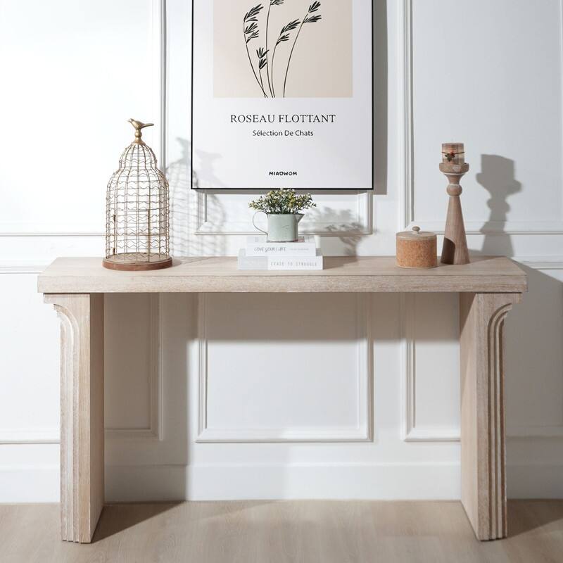 Modern 58" Wooden Console Table for Entryway Living Room and Hallway Decorative Accent - Grey