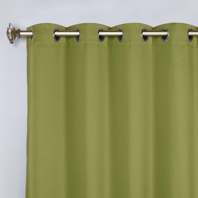 Superior Solid Machine Washable Room Darkening Grommet Curtains, Set of 2