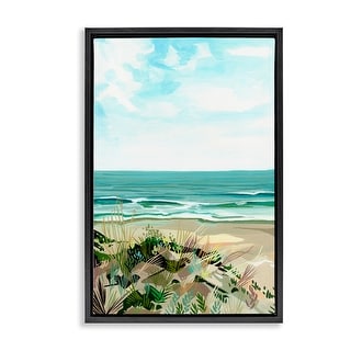 Stupell Modern Coastal Grasses Framed Floater Canvas Wall Art Design By ...