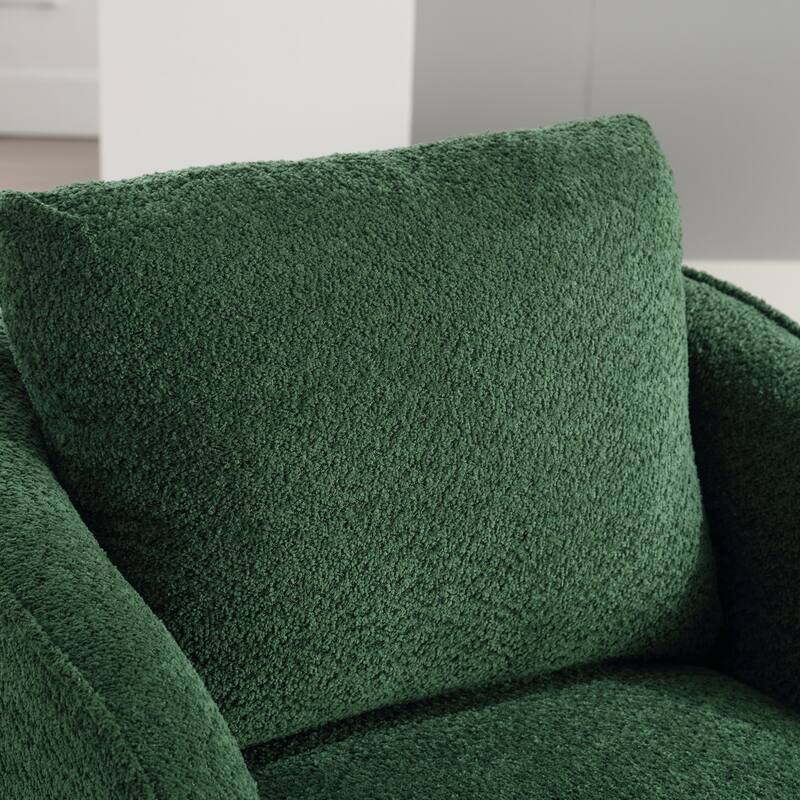 30.3"W Boucle Upholstered Swivel Accent Barrel Chair and Comfy Round Accent Single Sofa Chair