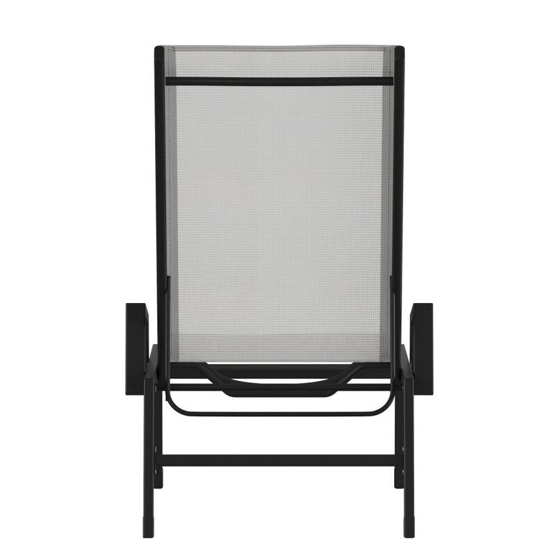 All-Weather Textilene Adjustable Chaise Lounge Chair with Arms