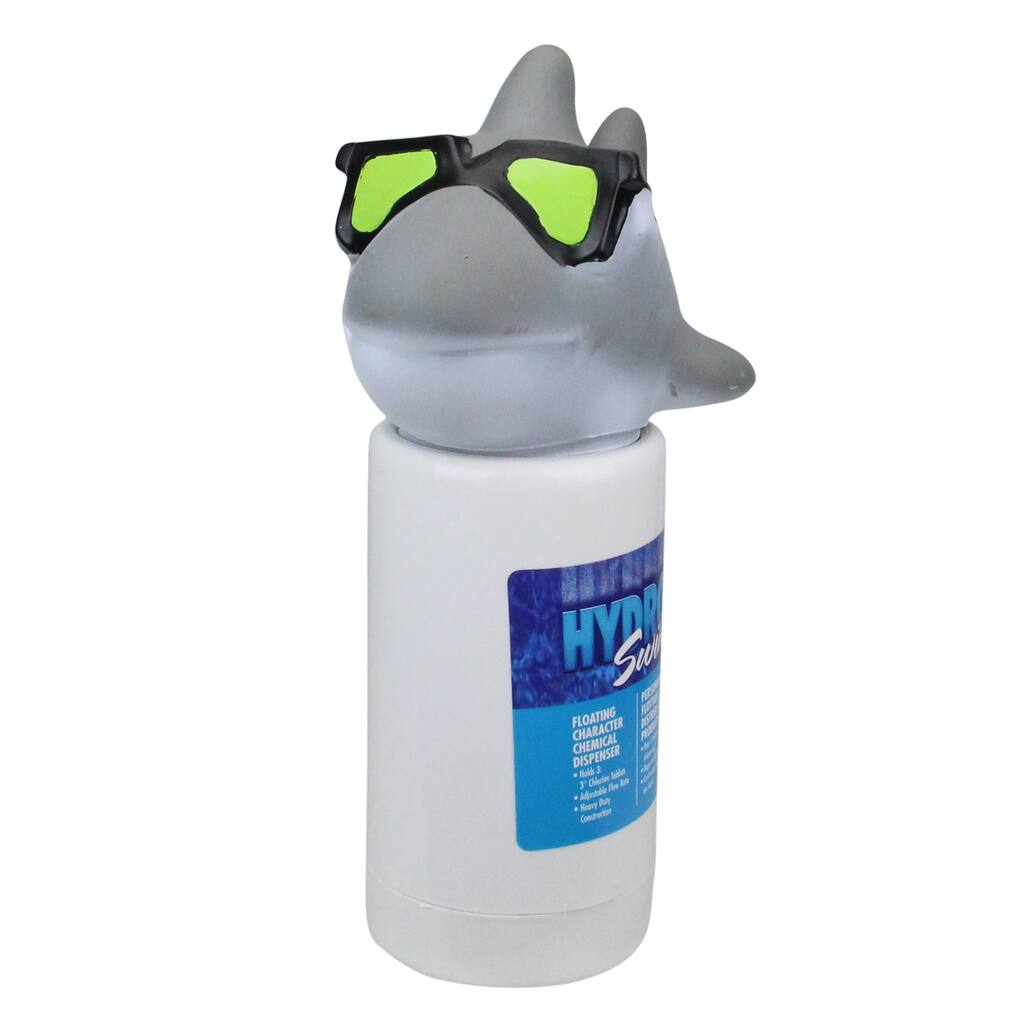 13" Gray and White HydroTools Cool Shark Swimming Pool Chemical Dispenser