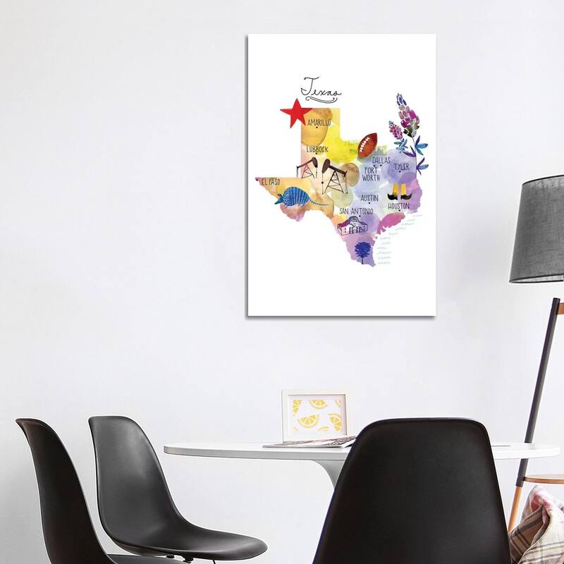 iCanvas "Map Of Texas" by Sara Franklin Canvas Print - 40x26x1.5