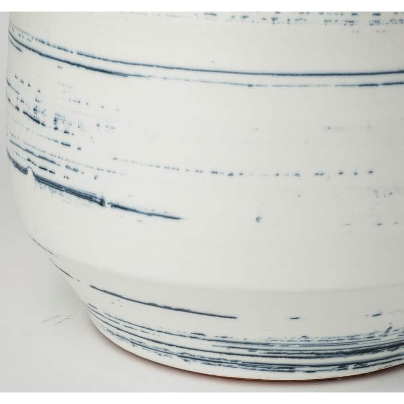 Blue Sand And White Abstract Cylinder Ceramic Table Vase