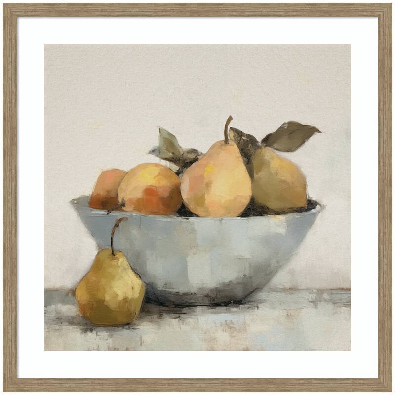Kate and Laurel Framed Art Still Life Fruit In A Bowl Vintage Style by The Creative Bunch Studio - 34x34 - Brown