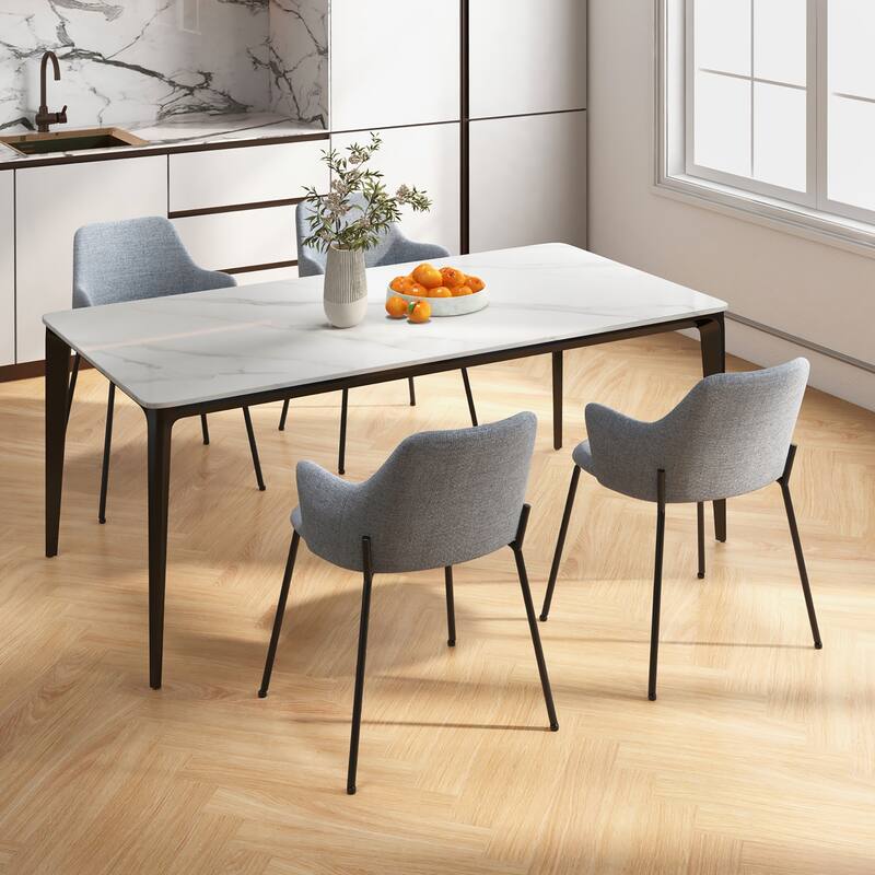 Gymax Dining Chairs Set of 2 w/ Curved Backrest Wide Seat & Armrests