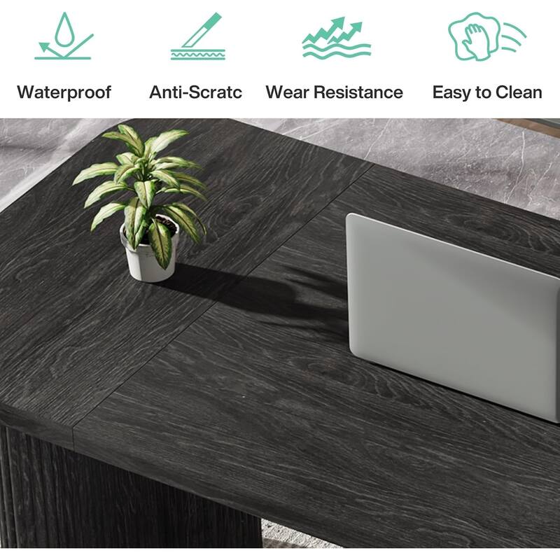 62-Inch Wood Rectangular Executive Desk Large Modern Conference Table for Home Office Boardroom