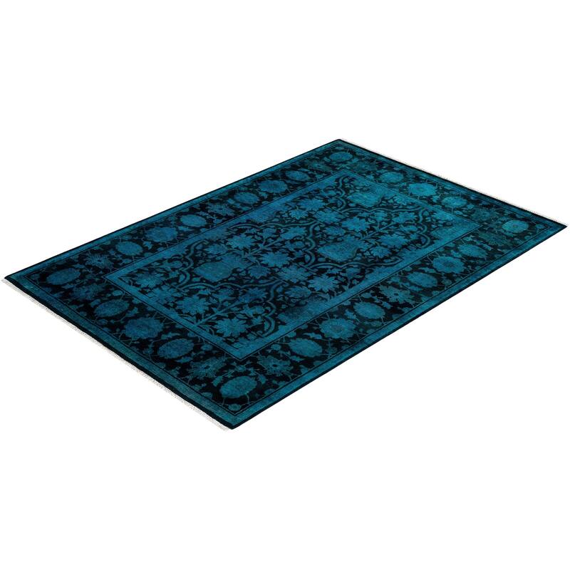 Contemporary Overdyed Wool Hand Knotted Area Rug - 4' 2" x 6' 0"