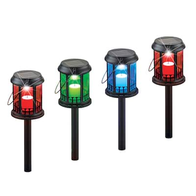 3-in-1 Solar Powered Color-Changing Lights - Set of 4 - 3.94 x 16.34 x 3.94