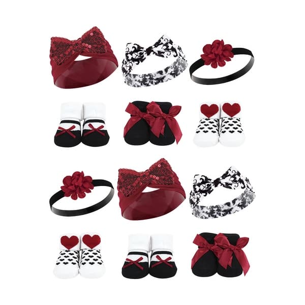 slide 1 of 1, Hudson Baby Infant Girl 12Pc Headband and Socks Giftset, Red Sequin, One Size - Red Sequin Red Sequin - One Size