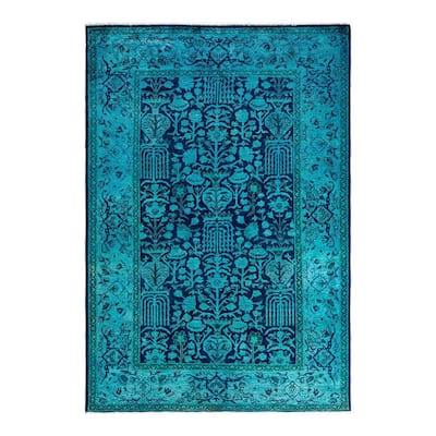 Vibrance One-of-a-Kind Hand-Knotted Area Rug - Blue, 5' 2" x 7' 6" - 5' 2" x 7' 6"