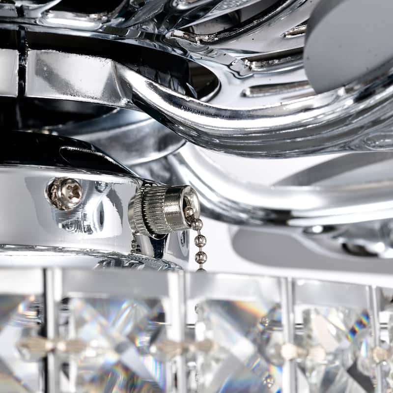 Sofucor 52" Ceiling Fan with Light Remote, Classical Crystal Chandelier fan, 5 Reversible Blades & Reverse Airflow - 52 Inches