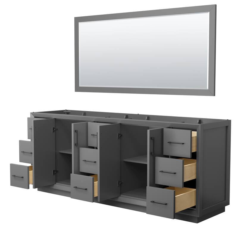 Strada 84-Inch Double Vanity Cabinet, 70-Inch Mirror