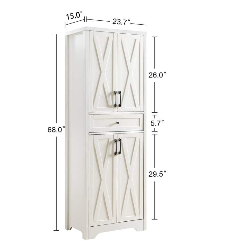 Farmhouse 68" Kitchen Pantry Cabinet, Freestanding Large Capacity Storage Cabinet for Organizing Electronics and Decor
