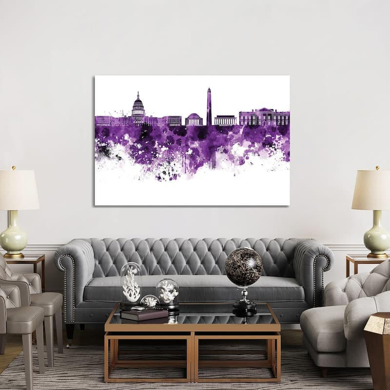 iCanvas "Washington DC Skyline In Lilac" by Paul Rommer Canvas Print
