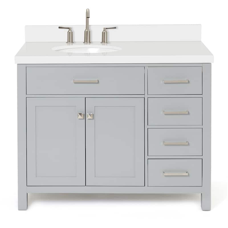 Ariel H043SLWQOVO Bristol 43" Free Standing Single Basin Vanity Set - Grey - Ash Finish