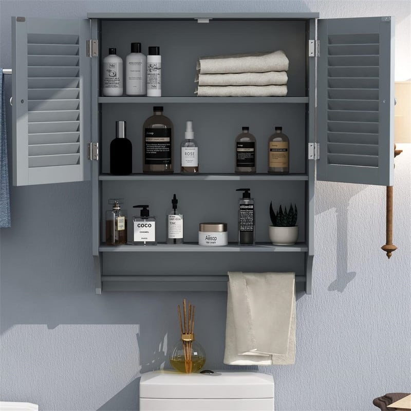 Medicine Cabinet with Towels Bar - 8.9"D x 23.6"W x 29.3"H