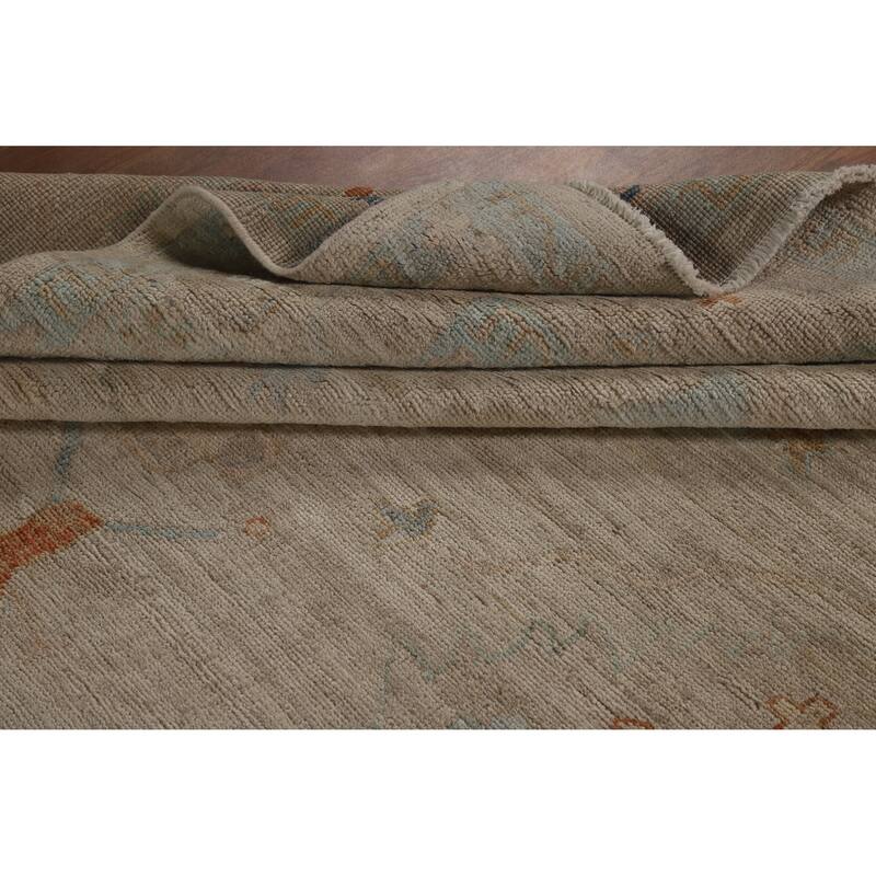 Hand Knotted Oriental 100% Wool Carpet Transitional All-Over Beige & Ivories Oushak Area Rug - 8' 10'' X 6' 2''