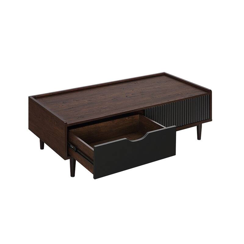 Manhattan Comfort Duane Modern Ribbed Coffee Table Set
