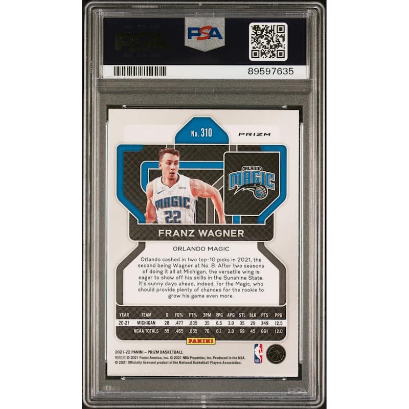 Franz Wagner 2021 Panini Prizm Factory Set Rookie Card #310 Auto PSA 10 89597635 - 8'6" x 11'6"