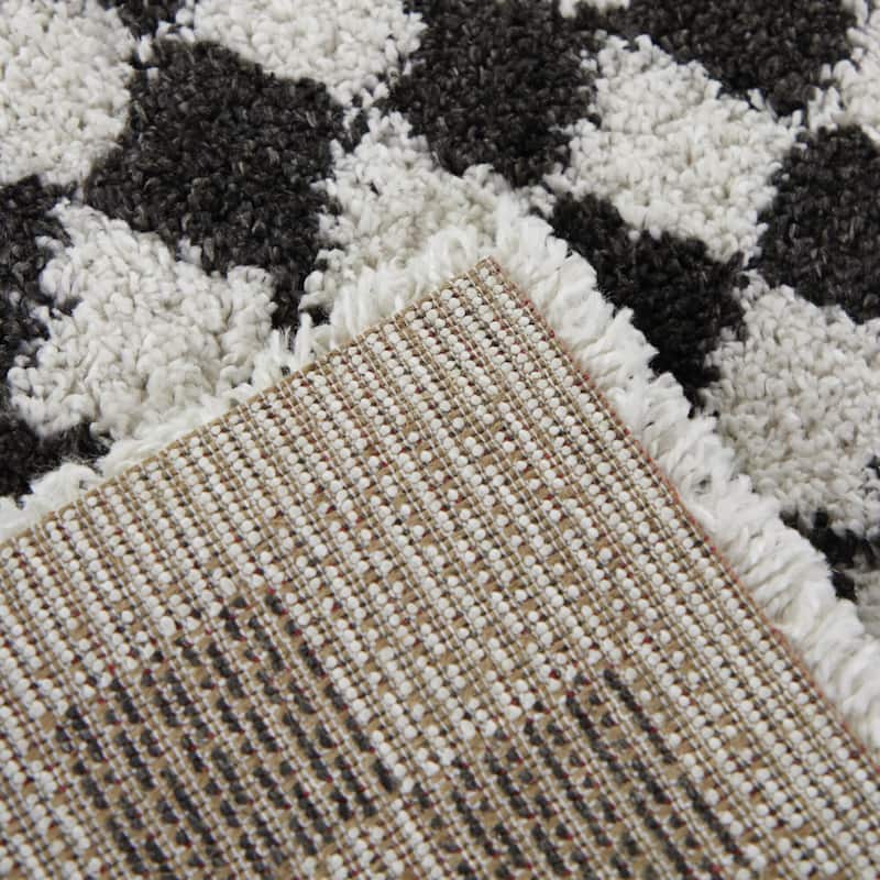 Covey Plush Checkered Thick Shag Area Rug