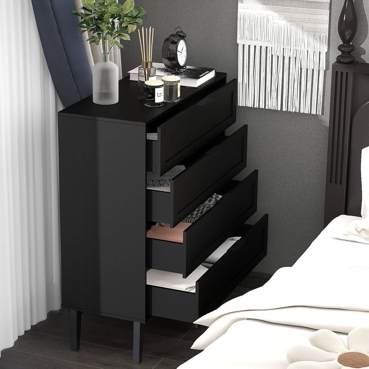 black ikea 4 drawer dresser IKEA FGELFJLLET 4-drawer dresser, Black oak effect, 32 1/4x20 1/8x39 3/4