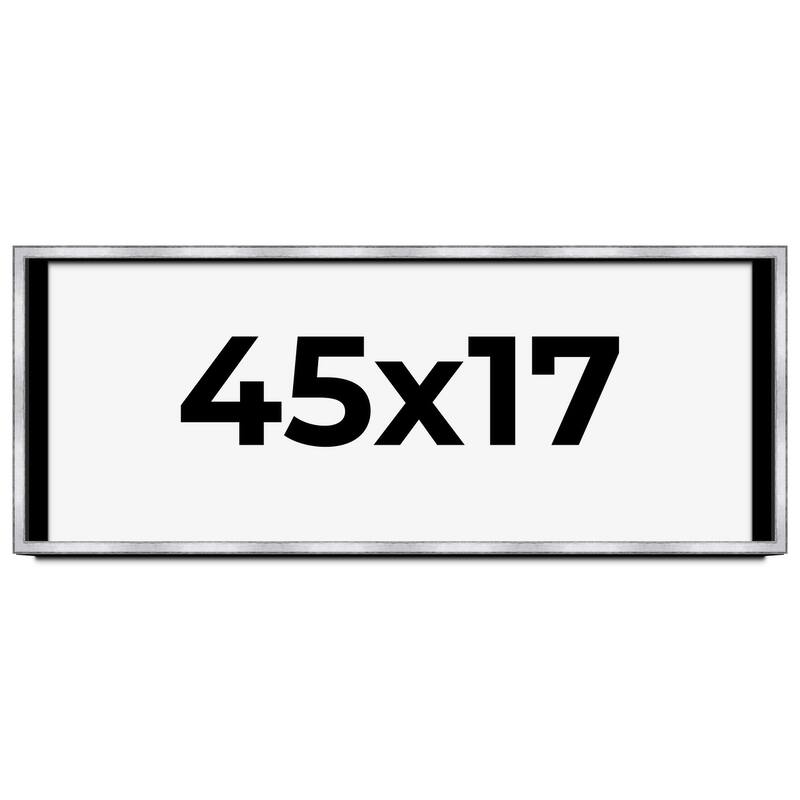 45x17 Shadow Box Frame Silver | 1.375 Inches Deep Real Wood