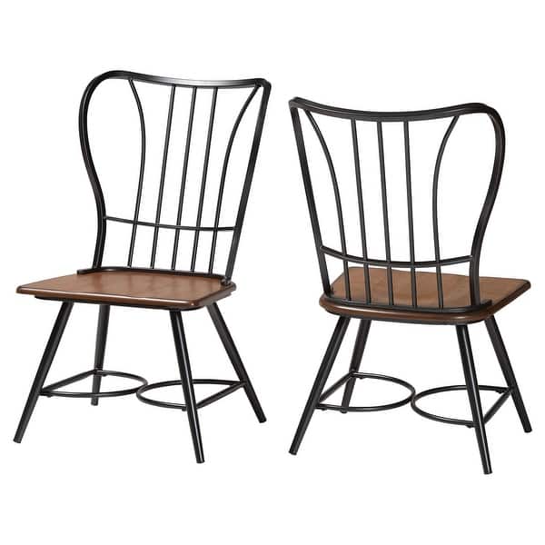 slide 2 of 9, Carbon Loft Rudolph Industrial Metal and Wood Dining Chairs (Set of 2)