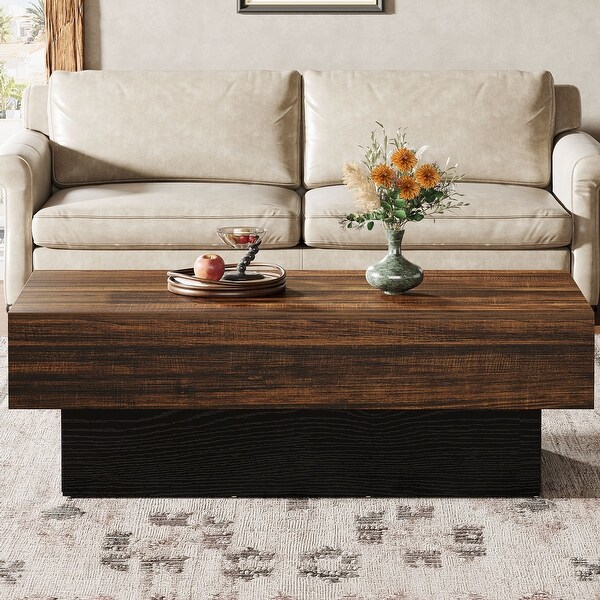 55-Inch Wooden Coffee Tea Center Table for Living Room, Industrial