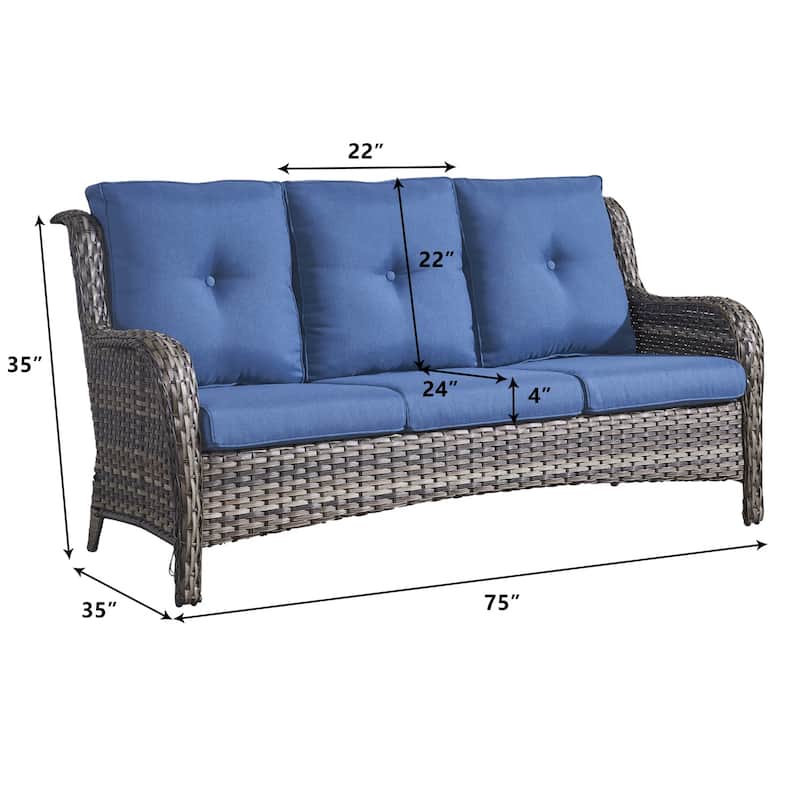 Gymojoy Outdoor Wicker 3 Seater Sofa Patio Sofa Set