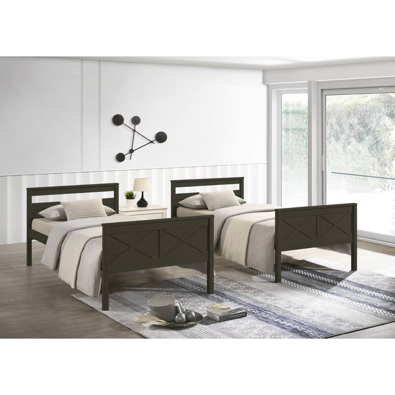 Clayfell Exeter Twin Over Twin Solid Wood Bunk Bed Frame with Guardrails and Ladder, Easy Assembly