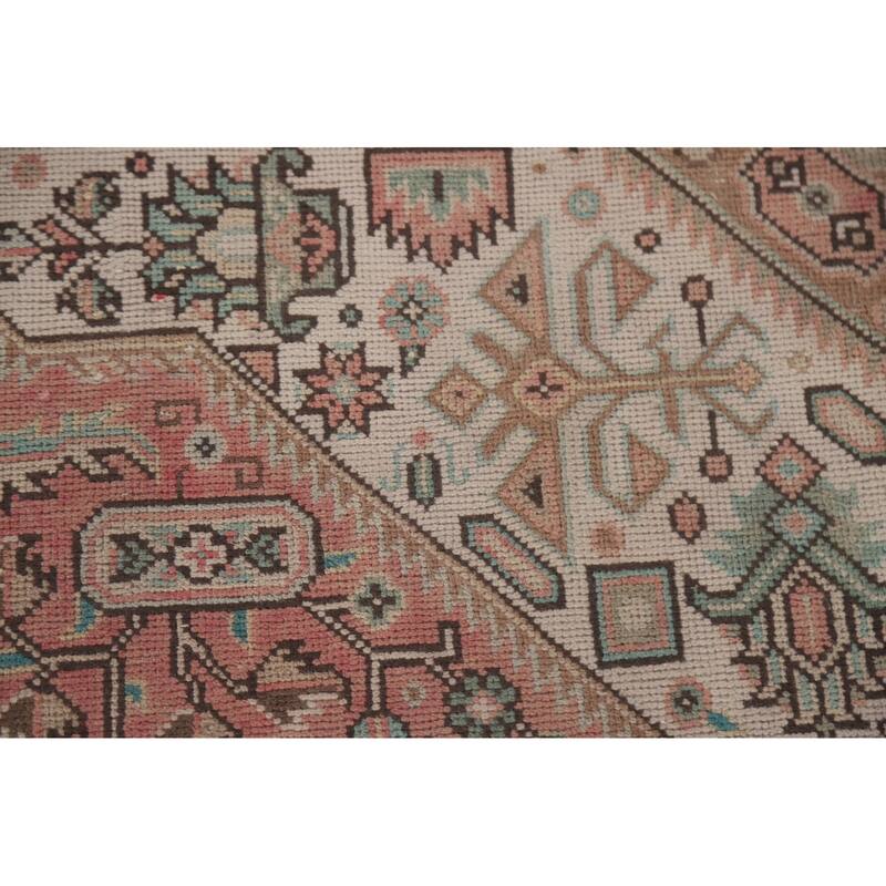Hand Knotted Oriental 100% Wool Carpet Traditional Medallion Pink Tabriz Area Rug - 9' 4'' X 6' 5''