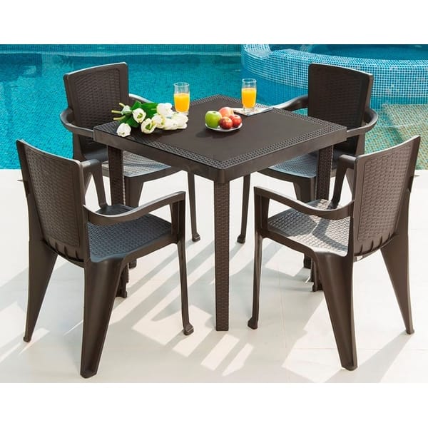 Mq Infinity Espresso 5 Piece Patio Dining Set On Sale Overstock 28913050