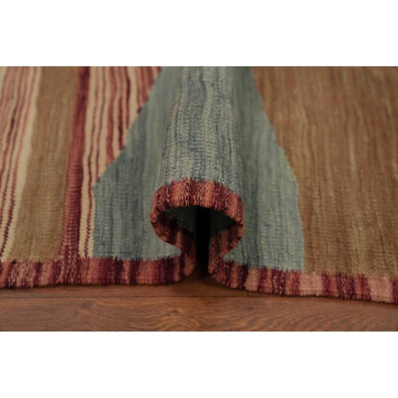 Hand Woven Oriental 100% Wool Carpet Southwestern Modern Multi-Colored Kilim Area Rug - 8' 10'' X 5' 9''