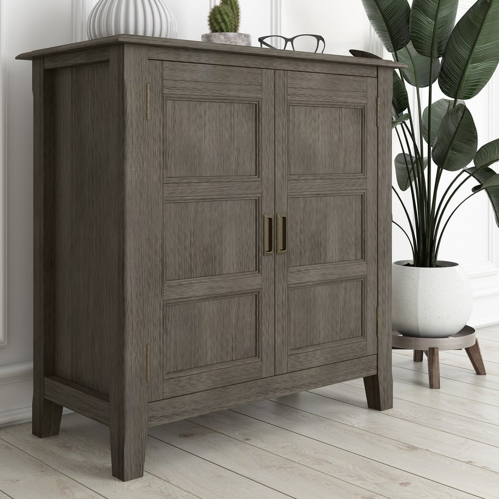 WYNDENHALL Portland SOLID WOOD 30 inch Wide Transitional Low Storage Cabinet - 30"w x 14"d x 31"h