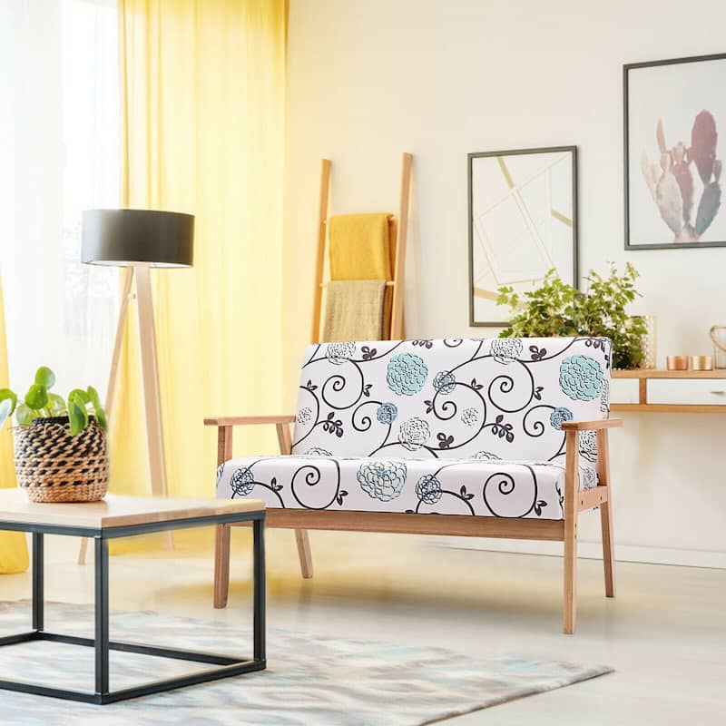 Gymax Modern Fabric Loveseat Sofa Couch Upholstered 2-Seat Wood - 45'' x 26.5'' x 32''