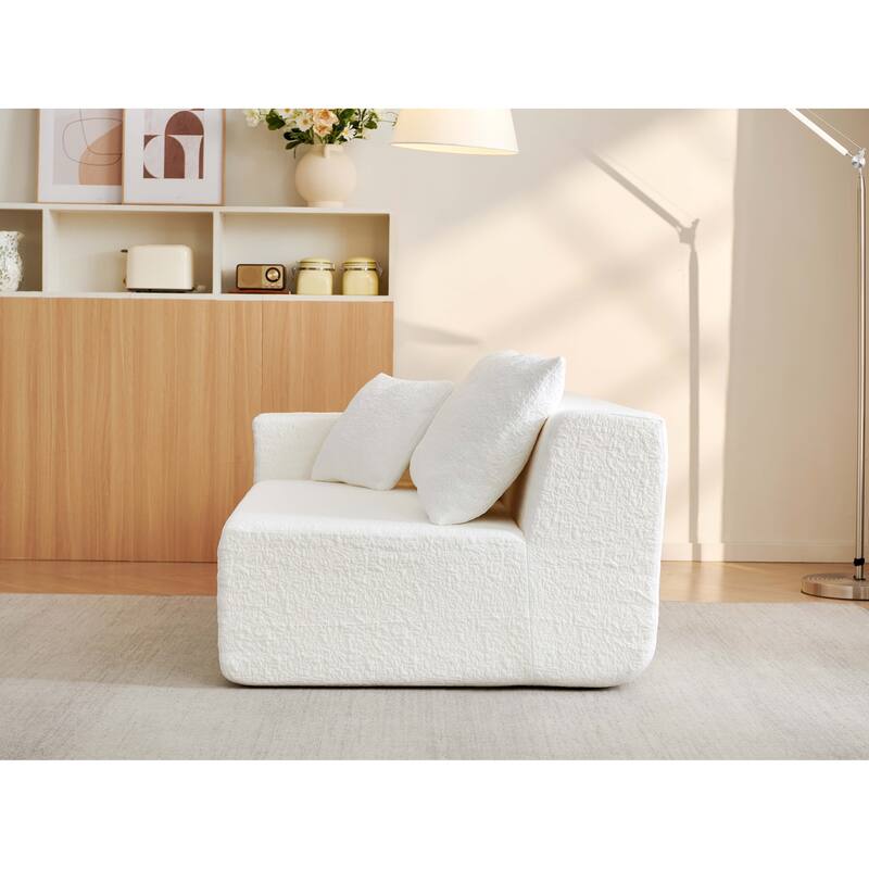 Modular Deep Seat Chaise Lounge Couch Chenille L-shaped Sectional Sofa with Pillows, Connecting Clasps and Non-slip Design