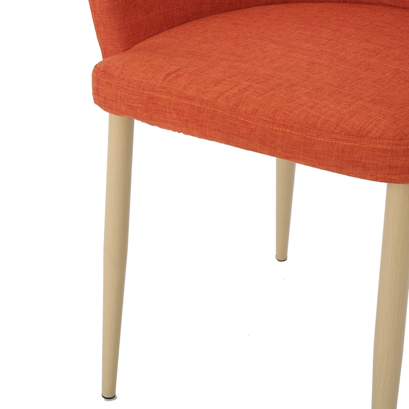 Fabric Upholstered Dining Room Chairs with Arms, Metal Legs, Modern Contour Back Side Chairs Breakfast Nook Chairs, Set of 2