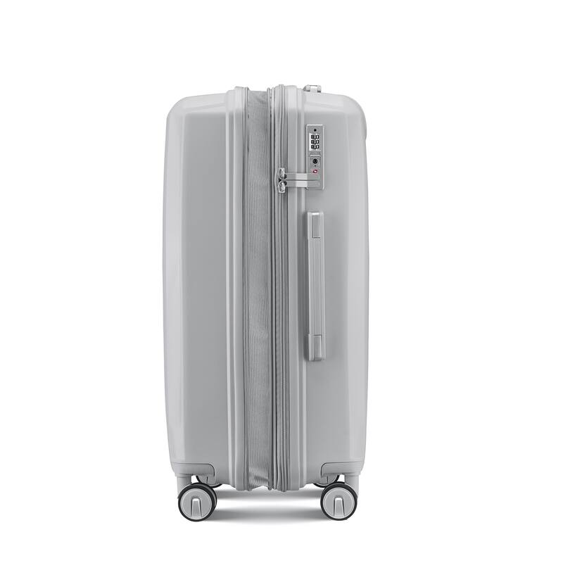 4-Piece, 14/20/24/28-Inch Modern Lightweight Luggage Expandable Luggage with Spinner Wheels, for Boarding Travel, Silver