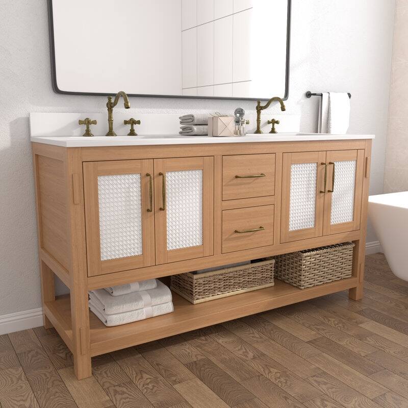 Acroma - 60'' Double Bathroom Vanity With Stone Top