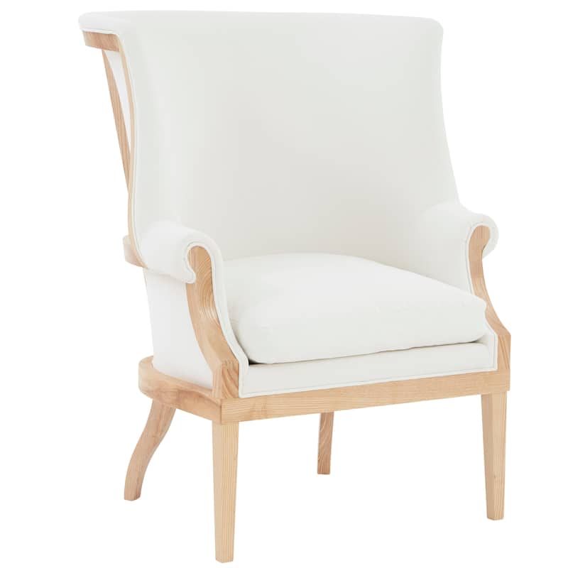 SAFAVIEH Couture Florência White Wingback Accent Chair - 32" W x 30" D x 42" H - 32Wx30Dx42H