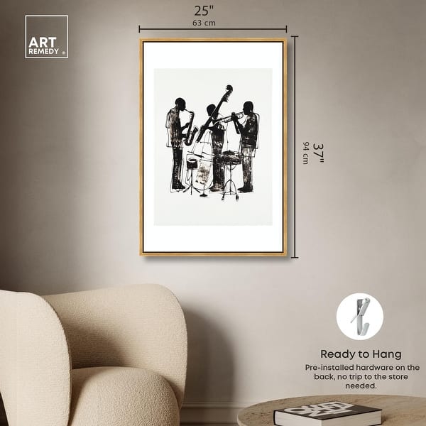 dimension image slide 9 of 24, Bebop II Black Art Canvas Print by Art Remedy