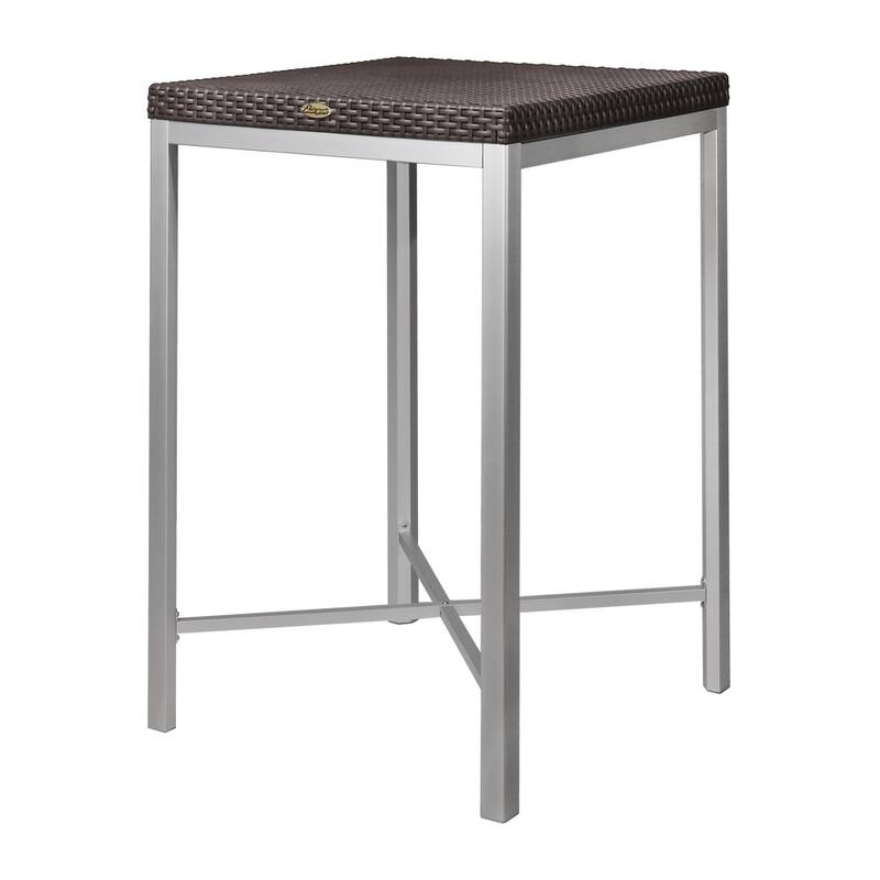 Russ Resin All-Weather Bar Table with Aluminum Legs - Brown