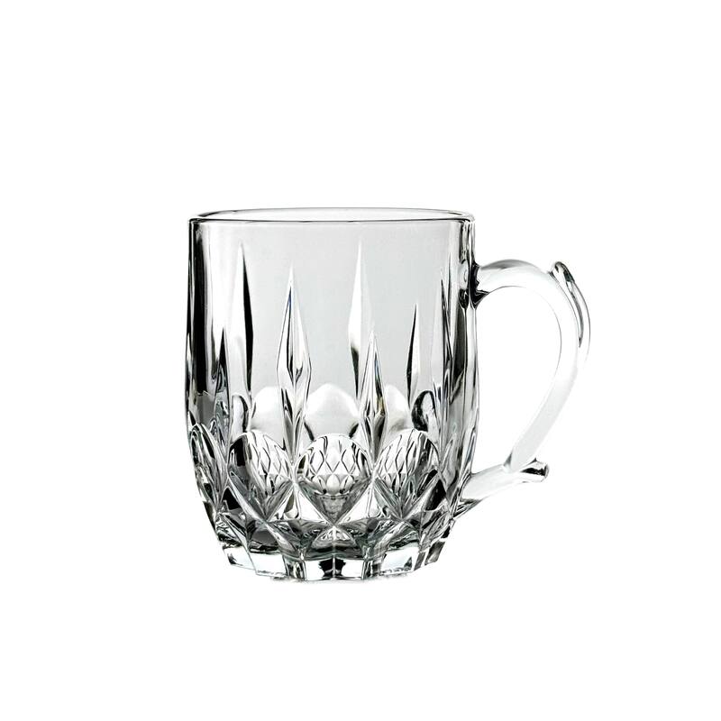 13 oz. Crystal Clear Flower Patterned Glass Mugs for Hot and Cold Beverages