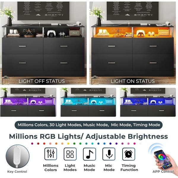 Dresser Bedroom 6 Drawers Dressers Chests of Drawers Charging Station