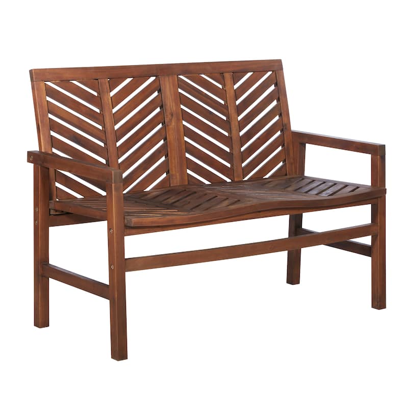 Walker Edison Acacia Wood Outdoor Chevron Love Seat
