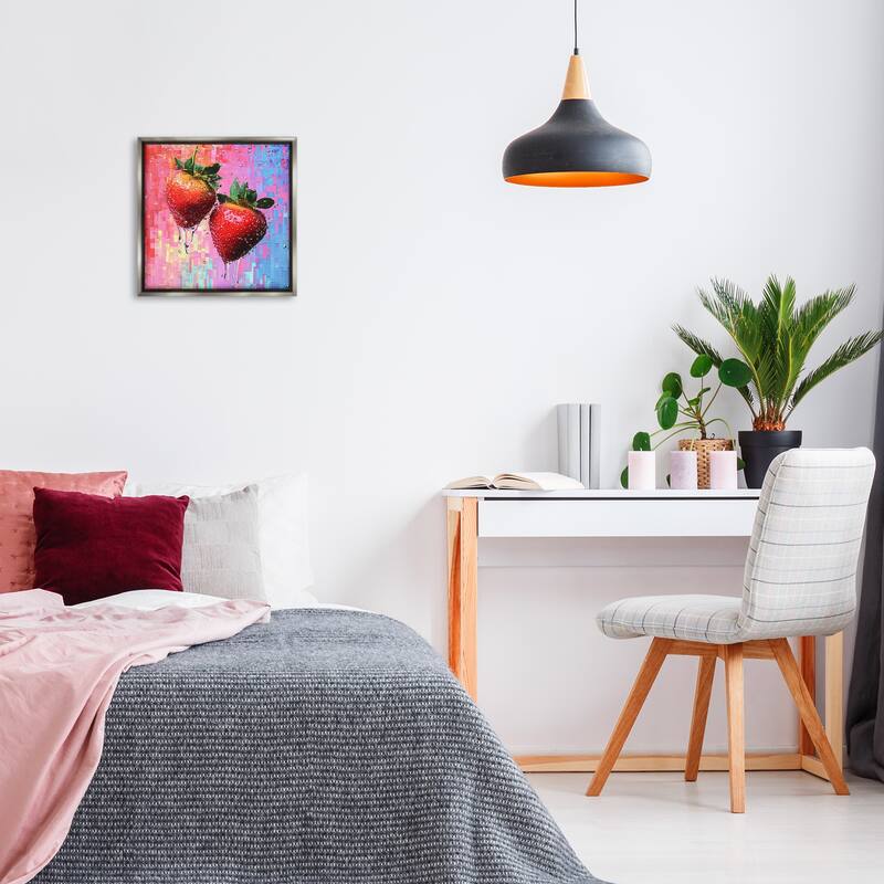 Stupell Lush Strawberries with Water Drip Framed Floater Canvas Wall Art Design By LSR Creative Studio