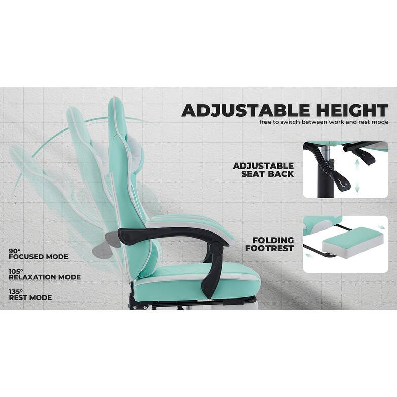 Gaming Chair, Ergonomic Computer Chair Height Adjustable Swivel Video Game Chair for Adults, 300lb Max